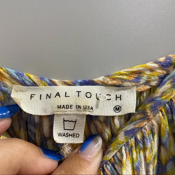 Final Touch Maxi Shift Dress Rayon Blue Orange Multi Medium - Picture 4 of 8